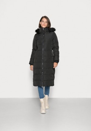 Anna Field Long Puffer With Hood Winter Coat Mantel Dames Zwart | 0843-JKUHE