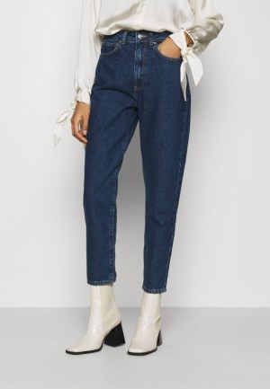 Anna Field Mom Fit Jeans Jeans Tapered Fit Broek Dames Blauw | 9540-YRZGI