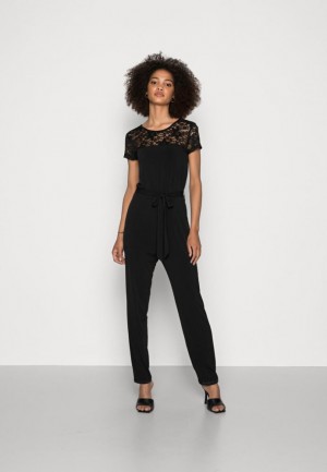Anna Field Occasion Kanten Kort Sleeves Belted Jumpsuit Jumpsuit Dames Zwart | 4807-XHDQC