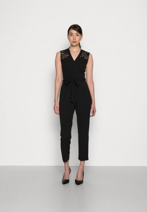 Anna Field Occasion V Neck Belted Mouwloos Jumpsuit Jumpsuit Dames Zwart | 3867-BUPFV