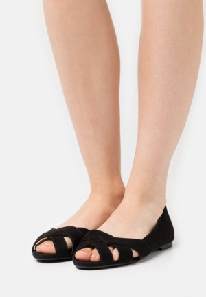 Anna Field Peeptoe Ballet Pumps Ballerina Schoenen Dames Zwart | 9248-AYVTD
