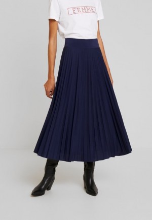 Anna Field Plisse A Line Midi Skirt A Line Skirt Rok Dames Donkerblauw | 6089-HVYQI