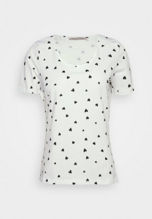 Anna Field Print T Shirt T-shirts Dames Wit | 3574-YUMQN