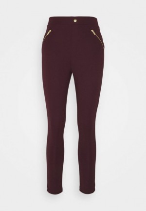 Anna Field Punto Legging With Zip Detail Trousers Broek Dames Bordeaux | 4872-ANWBY