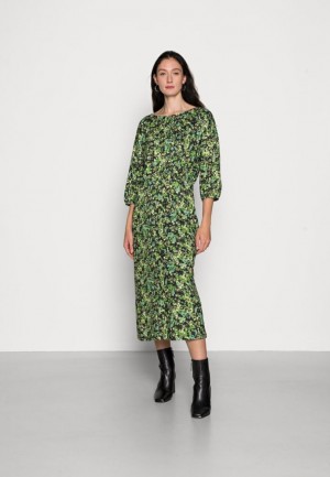 Anna Field Quarter Sleeves Elevated Vrijetijds Midi Jurken Jurk Dames Zwart | 9130-ZVPER