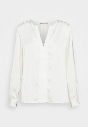 Anna Field Satin V Neck Blouse Overhemd Dames Wit | 7365-EXZIB