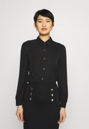Anna Field Semi Sheer Blouse Button Down Overhemd Dames Zwart | 0238-CMJKY