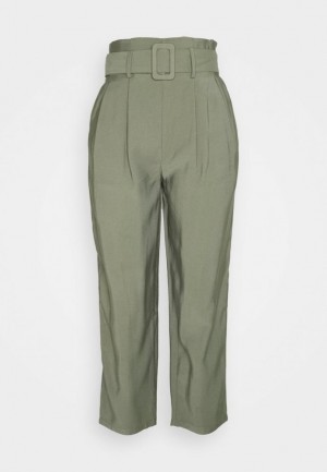 Anna Field Smart Pant With Belt Trousers Broek Dames Khaki | 2981-YMPTE