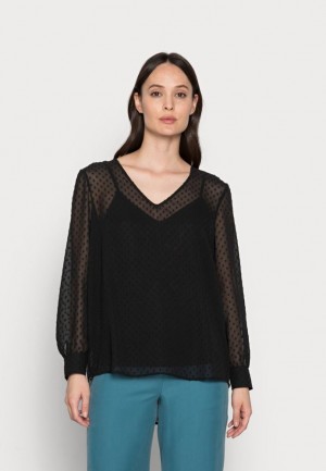 Anna Field V Neck Blouse Blouse Overhemd Dames Zwart | 7561-UHVBQ